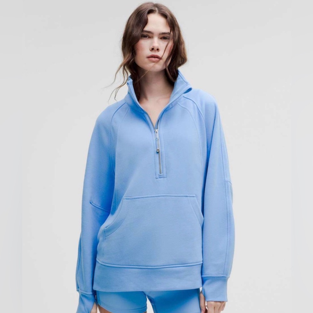 Lululemon Scuba Oversized Funnel-Neck Half Zip Long in Aero Blue, Size XS/Small